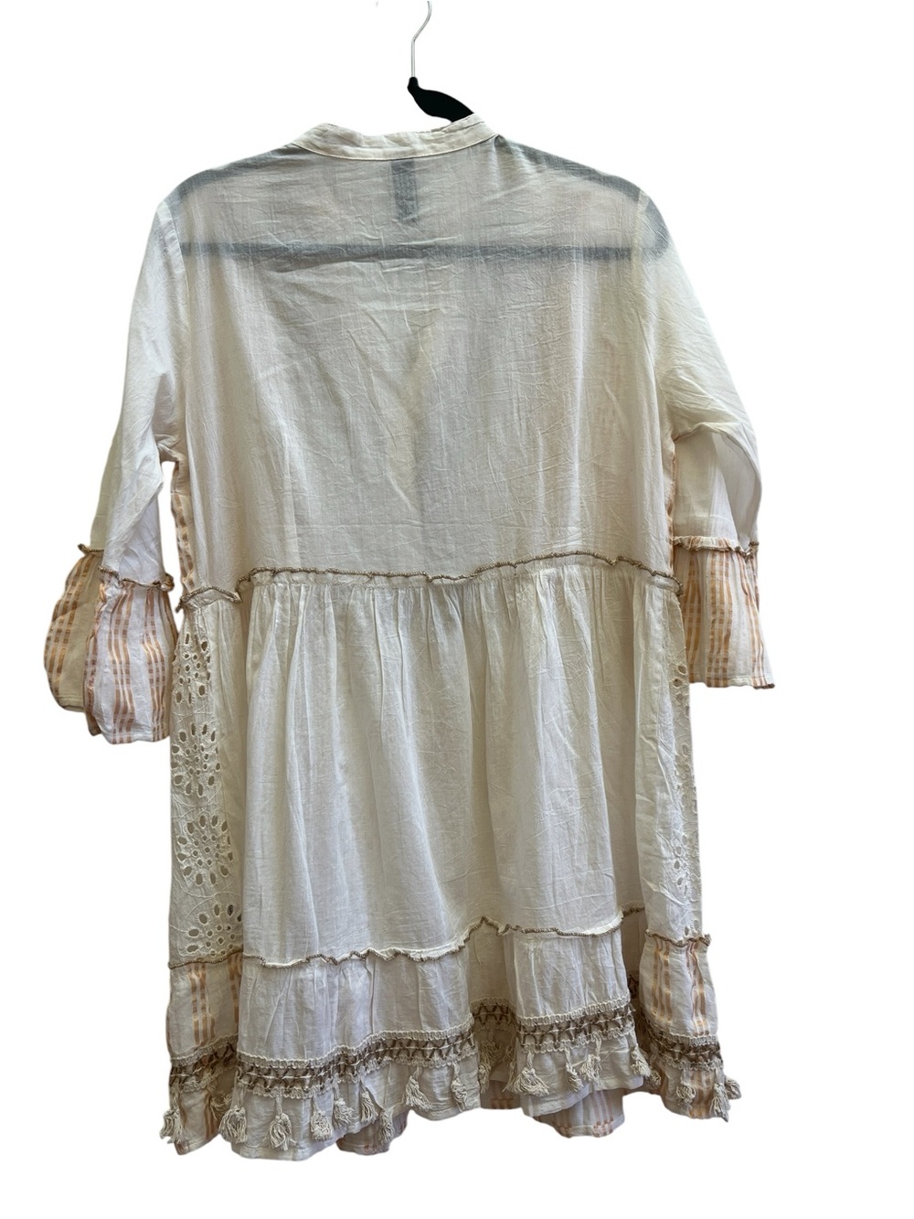 Me2Magic Anthropologie Ivory Boho Eyelet Crochet Tunic Dress M Unlined Festival - Picture 3 of 8
